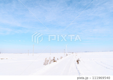 銀世界への雪道 111969540