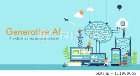生成AI (ジェネレーティブAI) ベクターバナーイラスト 111969668