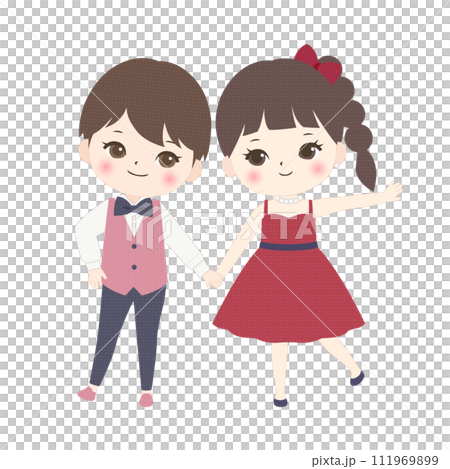 踊っている男の子と女の子 音符なし 111969899