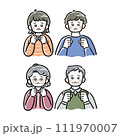 太線タッチぴえん男女のイラスト(アイコン、若者、シニア、高齢者) 111970007