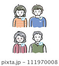 太線タッチがっかり男女のイラスト(アイコン、若者、シニア、高齢者) 111970008