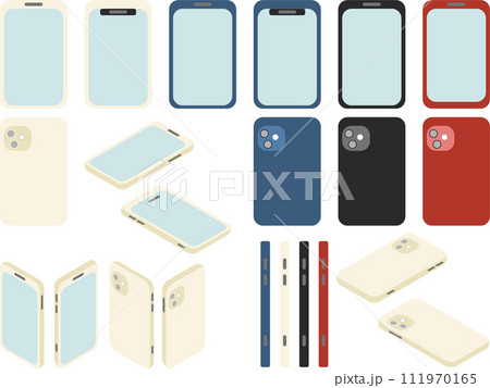 いろんな色や角度のスマートフォン 111970165