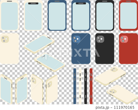 いろんな色や角度のスマートフォン 111970165