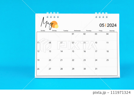 May 2024, Monthly desk calendar for 2024 year on Blue background. 111971324