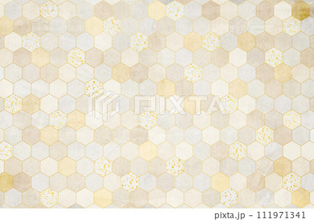 レトロな幾何学文様_ビンテージハニカム背景 レトロな幾何学文様_ビンテージハニカム背景 111971341