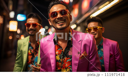 カラフルなチンピラ・暴力団・派手なヤクザ・反社会組織・マフィア・ 111971418