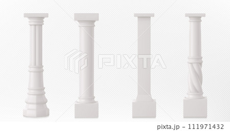 Ancient roman column made of white clay. 111971432