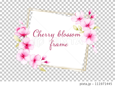 水彩で描いた桜のフレーム・カード 111971445