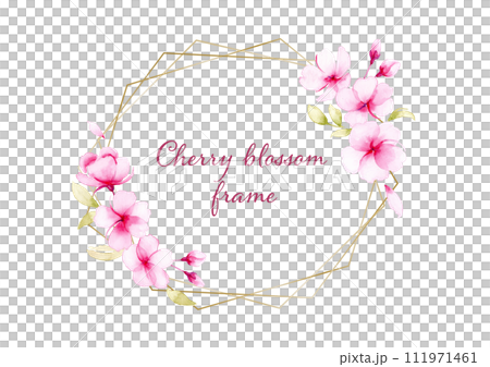 Watercolor cherry blossom frame card 2 111971461