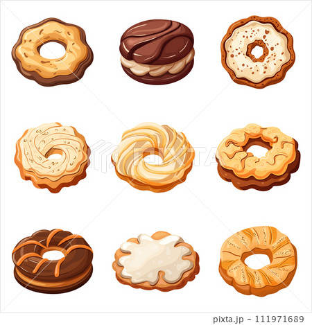 A set of cookies. Chocolate and vanilla cookies, confectionery. A set of cookies. Chocolate and vanilla cookies, confectionery. 111971689