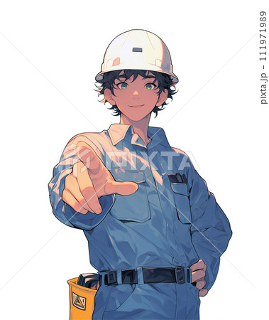 建設現場で働く男性のイラスト 111971989
