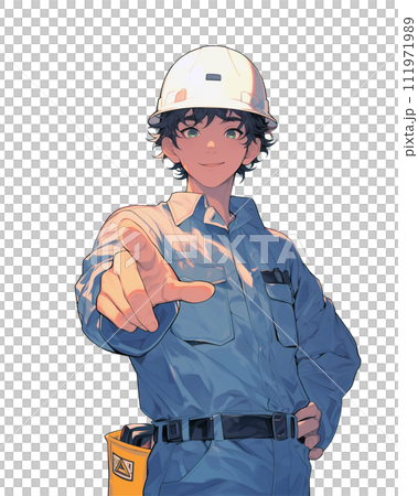 建設現場で働く男性のイラスト 111971989
