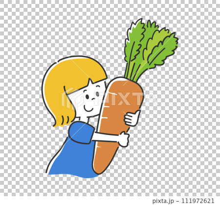 にんじんを抱えた女の子 111972621