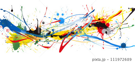 パリオリンピック2024への情熱を映す躍動感のあるカラフルなウェーブ上のアートワーク パリオリンピック2024への情熱を映す躍動感のあるカラフルなウェーブ上のアートワーク 111972689