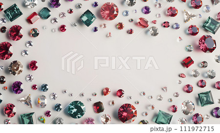 豪華な宝石で飾られたエレガントなフレームデザイン 111972715