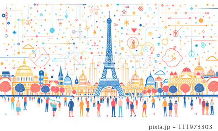 パリ2024オリンピックへの色彩豊かな街並み パリ2024オリンピックへの色彩豊かな街並み 111973303
