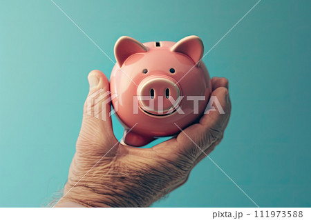 Hand with Piggy Bank, Generative AI 111973588
