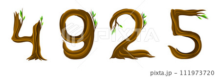 Forest Woody Number Brown with Branch Vector Set Forest Woody Number Brown with Branch Vector Set 111973720