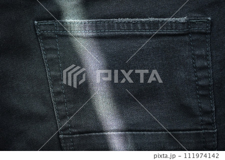 black danim texture background, textile of jeans fashion for clothing design 111974142