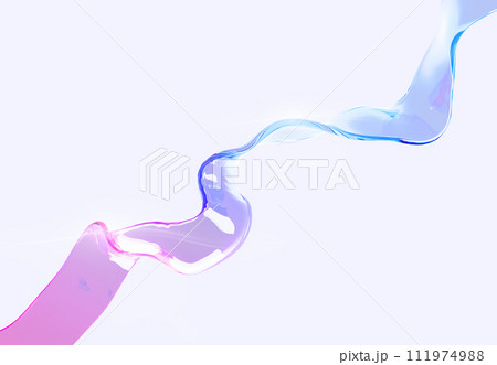 Glass rainbow ribbon, flying holographic water wave line on abstract 3d background. Iridescent transparent tape with pink blue gradient texture in motion. Flowing glossy curve shape. 3D illustration Glass rainbow ribbon, flying holographic water wave line on abstract 3d background. Iridescent transparent tape with pink blue gradient texture in motion. Flowing glossy curve shape. 3D illustration 111974988