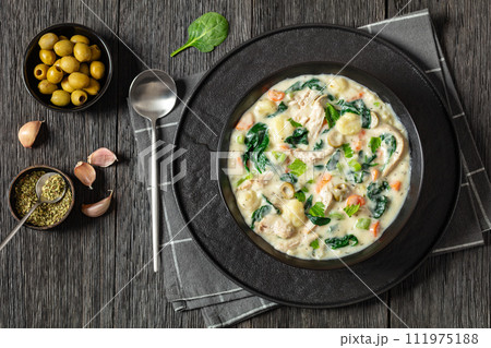 gnocchi zuppa toscana, italian creamy chicken soup gnocchi zuppa toscana, italian creamy chicken soup 111975188
