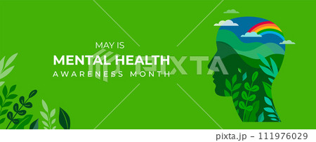 Mental Health Awareness Month. Raising awareness of depression campaign. Abstract head profile 111976029