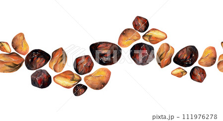 Hand drawn watercolor illustration precious semiprecious jewel gem crystal chakra birth stone. Amber garnet sunstone. Seamless border isolated on white background. Design print, shop, jewelry, fashion Hand drawn watercolor illustration precious semiprecious jewel gem crystal chakra birth stone. Amber garnet sunstone. Seamless border isolated on white background. Design print, shop, jewelry, fashion 111976278