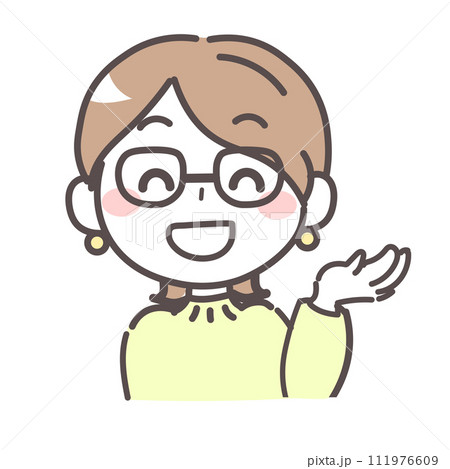案内・紹介をする女性のイラスト1-6 案内・紹介をする女性のイラスト1-6 111976609