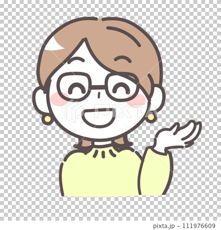 案内・紹介をする女性のイラスト1-6 案内・紹介をする女性のイラスト1-6 111976609
