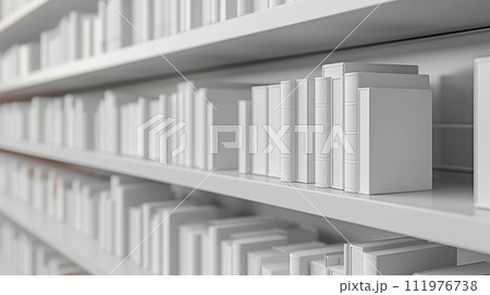 AI-generated content. White Shelves with Books in a Bookstore 111976738