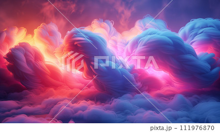 AI-generated content. Abstract Colorful Background with Intertwined Smoke 111976870