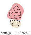 Cupcake, hand drawn sketch, vector. 111976916