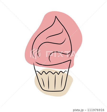 Cupcake, hand drawn sketch, vector. 111976916