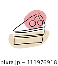 Cake with cherry, hand drawn sketch, vector. 111976918