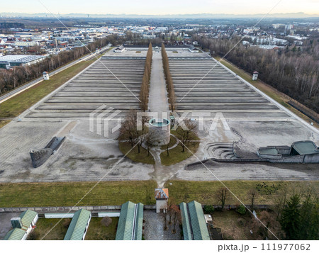 aerial View of the Dachau Concentration Camp in Bavaria, Germany 111977062