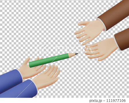 鉛筆を渡す手の3Dのイラスト 鉛筆を渡す手の3Dのイラスト 111977106