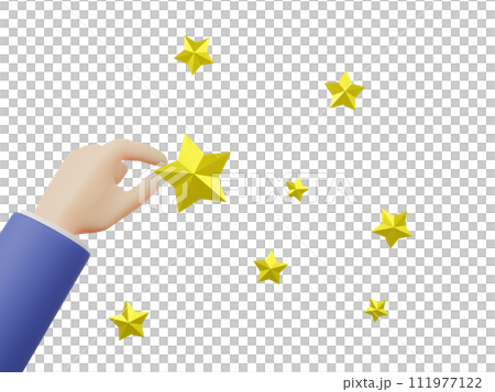 手握星星的 3D 插圖 111977122