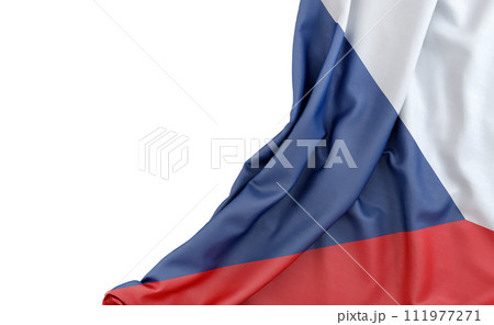 Flag of Czech Republic with empty space on the left. Isolated. 3D Rendering 111977271