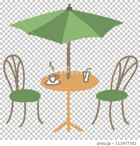Cafe table parasol illustration (green) 111977382