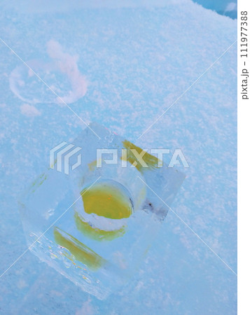 ニセコひらふ坂のDon julioの氷の店　氷のグラスに入ったテキーラ 111977388