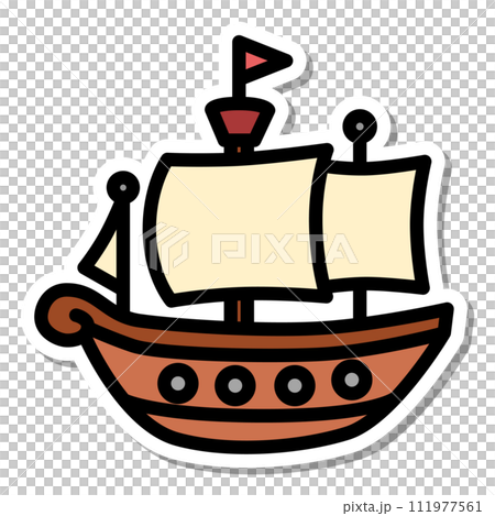 ステッカー乗り物アイコンイラスト 海賊船 ステッカー乗り物アイコンイラスト 海賊船 111977561