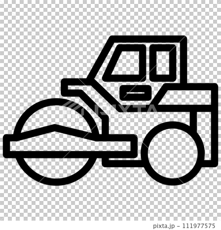 線画乗り物アイコンイラスト　ロードローラー 111977575