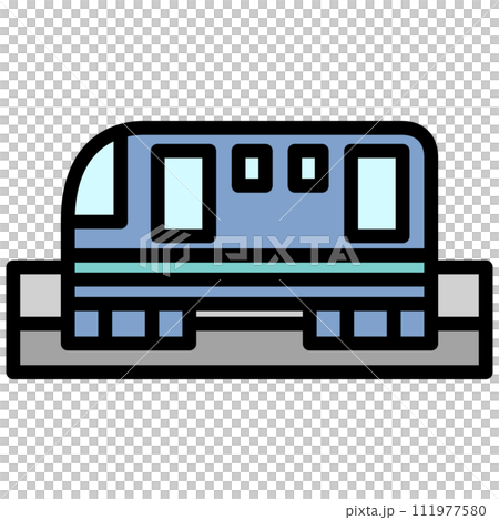 カラー乗り物アイコンイラスト　モノレール 111977580