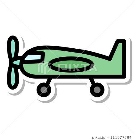 ステッカー乗り物アイコンイラスト プロペラ機 ステッカー乗り物アイコンイラスト プロペラ機 111977594