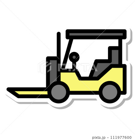 ステッカー乗り物アイコンイラスト　フォークリフト 111977600