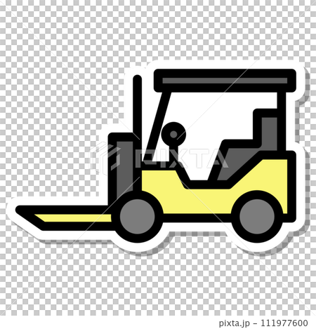 ステッカー乗り物アイコンイラスト　フォークリフト 111977600