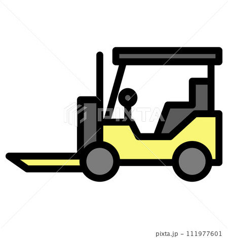 カラー乗り物アイコンイラスト フォークリフト カラー乗り物アイコンイラスト フォークリフト 111977601