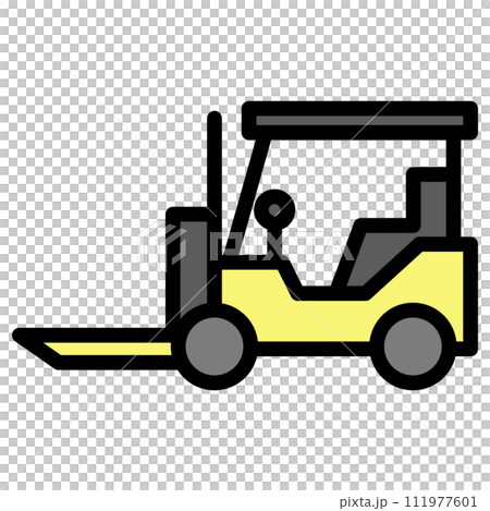 カラー乗り物アイコンイラスト フォークリフト カラー乗り物アイコンイラスト フォークリフト 111977601