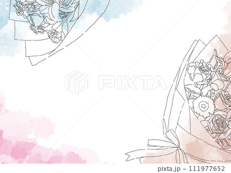 おしゃれな花束のイラストフレーム 111977652