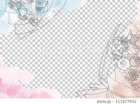 おしゃれな花束のイラストフレーム 111977652